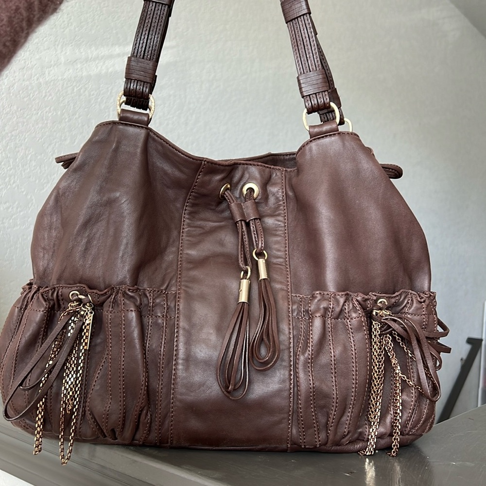 LAUNDRY by Shelli Segal - Brown Leather Bag